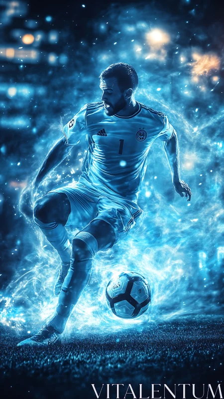 Cyberpunk sports portrait with dynamic neon energy effects.