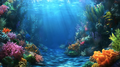 Sunlit coral garden inviting you into a calm blue lagoon.