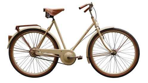 Vintage Cream Step-Through Bicycle with Brown Leather Seat