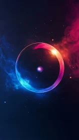 Bicolor plasma ring encloses luminous core in deep space field