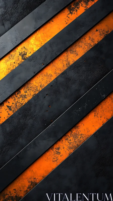Industrial black and orange diagonal stripes convey bold energy