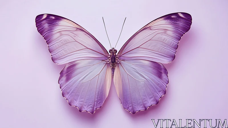 Soft lilac butterfly rests in a luminous pastel dreamscape