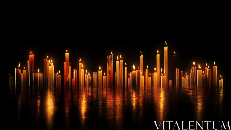 Candlelight Cityscape: Urban Glow Mirrored in Darkness.