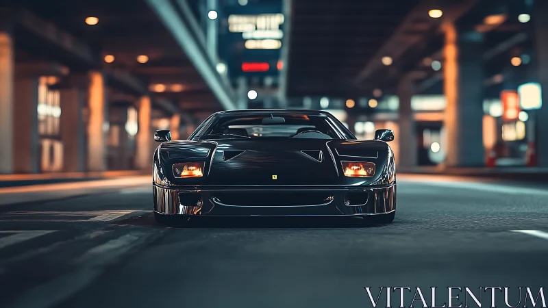 Low-slung supercar underpass study with bokeh luminance mapping.