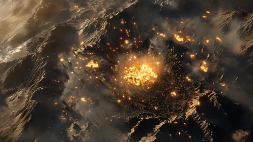 Molten Luminescence: An Apocalyptic Valley Ablaze With Radiant Fire