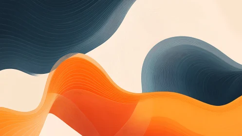 Curved tides of navy and orange quietly reshape the horizon