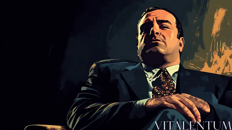 Power broods in shadow as the suited kingpin owns the frame