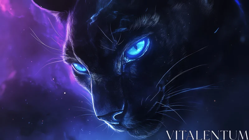 Neon Lynx: Digital Feline with Luminescent Blue Eyes.