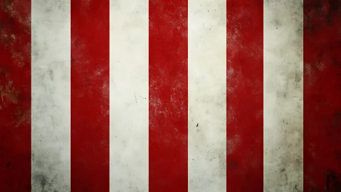 Weathered red and white vertical striped wall background.