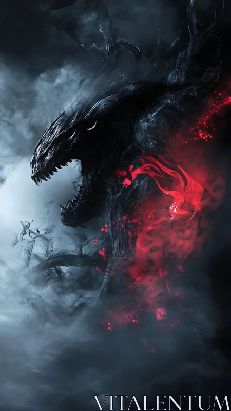 Volumetric smoke wyrm materializing from red spectral fire