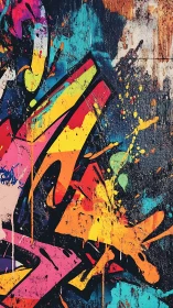 Layered multicolor graffiti splashes on textured wall surface.