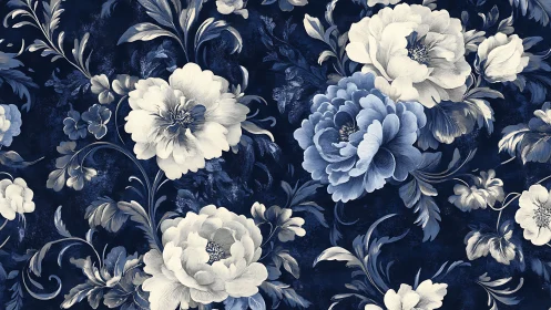 Elegant Peonies and Florals Dance Across Midnight Blue