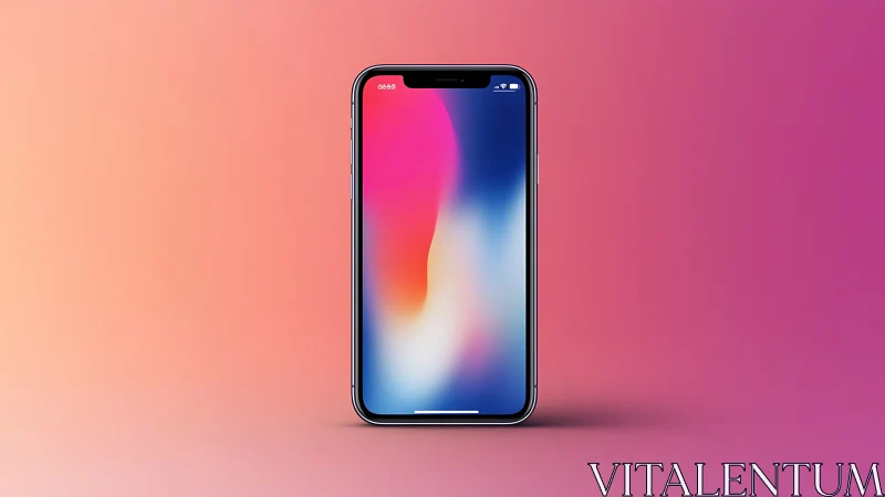 Modern smartphone against vibrant gradient backdrop.