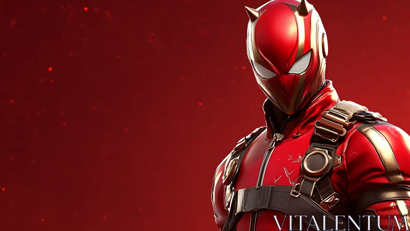 Armored red-clad vigilante stands against glowing red void