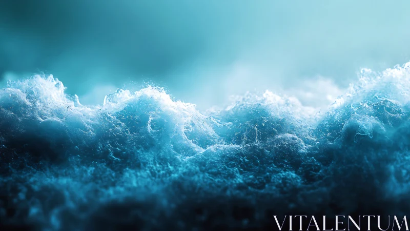 Ocean wave crest glows in teal cinematic backlight.