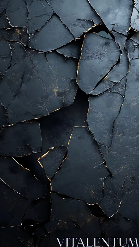Dark cracked stone surface with glowing golden fissures.