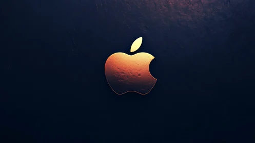 Apple Logo Glowing Orange Against Dark Textured Background