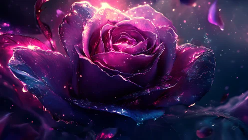Luminous Rose Blooming with Radiant Magical Energy