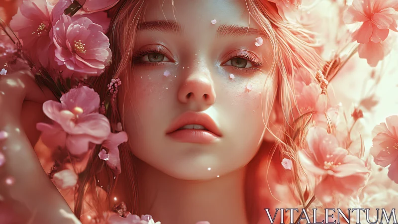Hyperreal floral portrait uniting soft focus and warm bokeh lighting