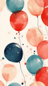 Watercolor Balloons Suspended in Soft Pastels.