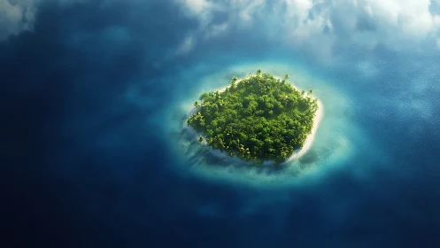Lush Tropical Island Surrounded by Turquoise Waters