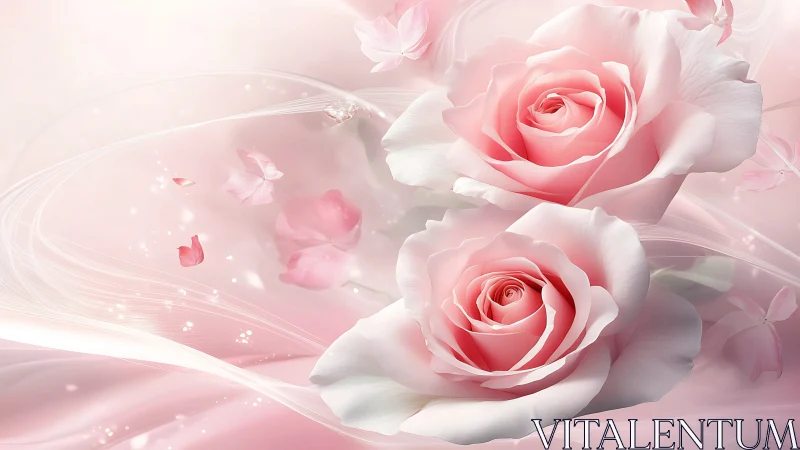 Pink Roses in Ethereal Dreamscape.