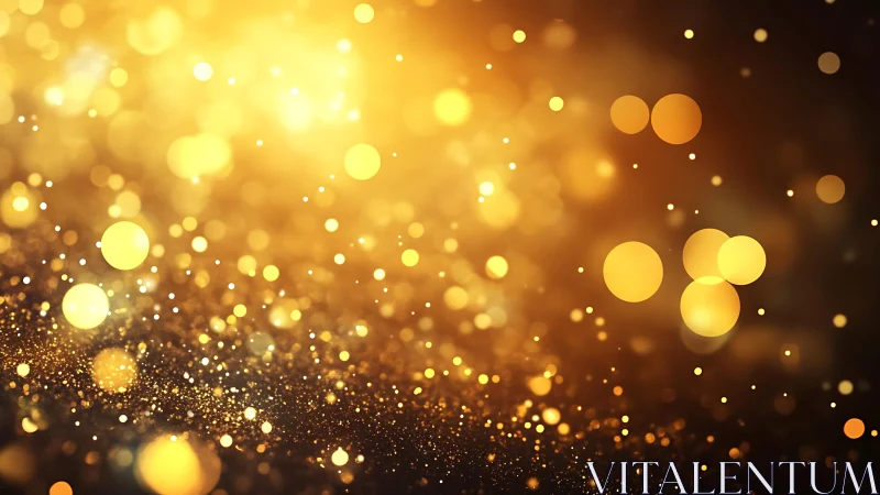 Golden bokeh lights abstract background with festive glitter effect.