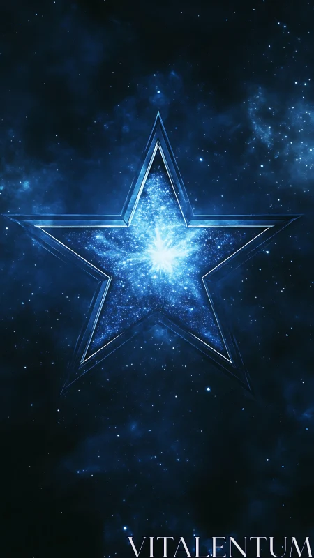 Luminous galactic star emblem rendered with layered blue nebular glow
