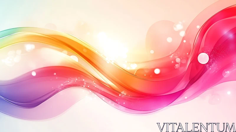 Chromatic ribbons drift like liquid light across soft dawn