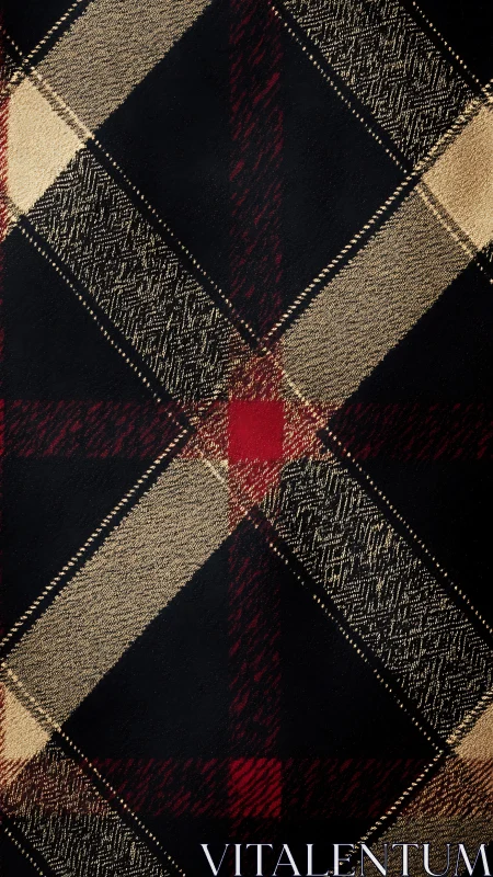 Heritage Plaid Weave: Traditional Tartan Pattern with Cream and Red