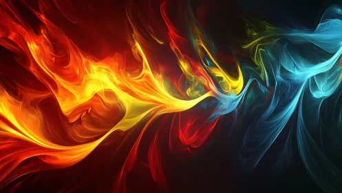 Glowing rivers of fire and ice swirling in vivid motion.