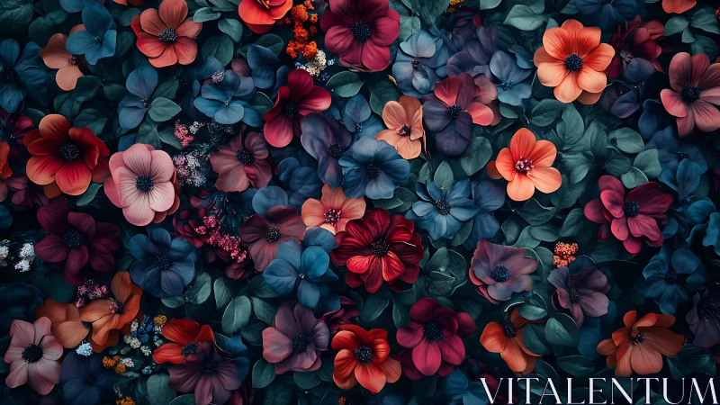 Floral Garden Overhead Dense Bloom Pattern.