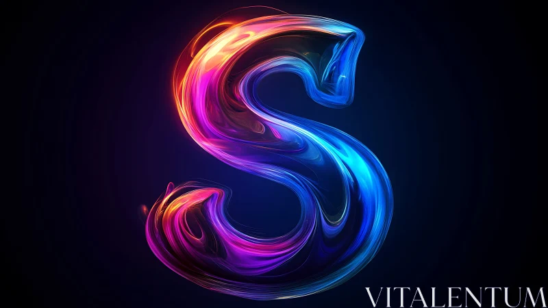 Luminous neon S swirling in liquid rainbow light.