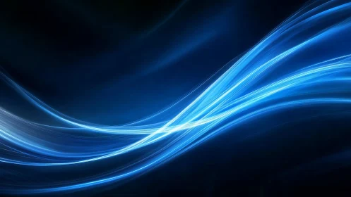 Electric tide of neon blue streams glides across midnight