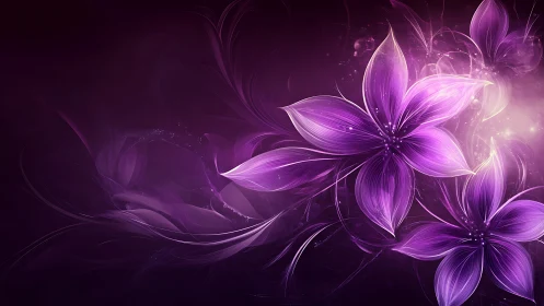Luminescent Floral Fractals: Procedurally Rendered Ethereal Petals in Deep Purple Spectrum