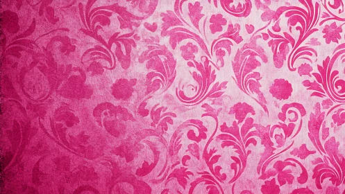 Pink floral damask pattern covers textured background
