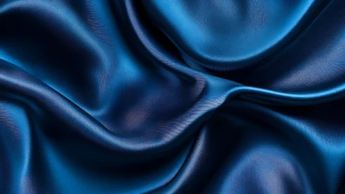 Luxurious sapphire silk fabric with fluid drapery and luminous sheen