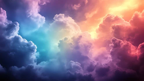 Gentle rainbow clouds drifting through a painted sky.