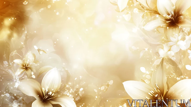 Golden Flowers Bloom in Radiant Light and Sparkle