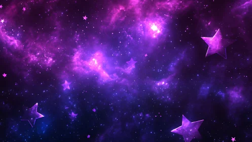 Dreamy violet galaxy sprinkled with playful crystal stars.