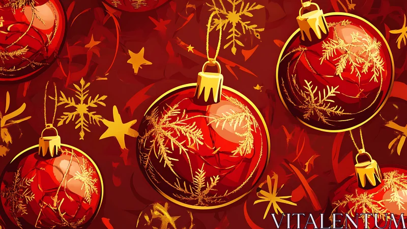 Red glass ornaments glow with golden festive detail.
