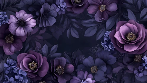 Luxuriant Purple Blossoms Against Deep Midnight Backdrop.