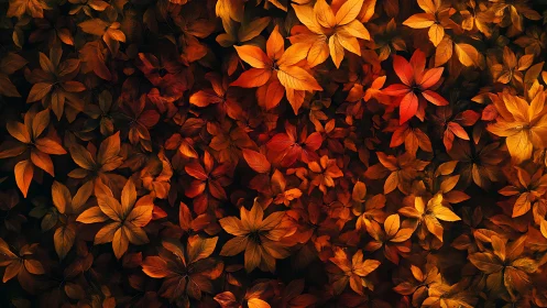 Autumn foliage pattern glows with deep ember gradients.