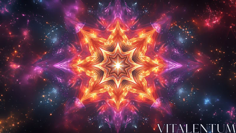 Radiant fractal starburst with glowing cosmic symmetry.