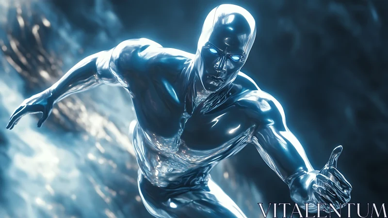 Shimmering cosmic runner streaking through liquid starlight.