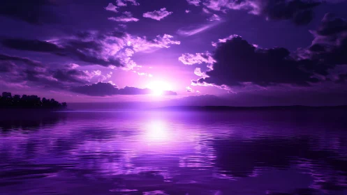 Violet waves quietly drink the last electric sunset glow
