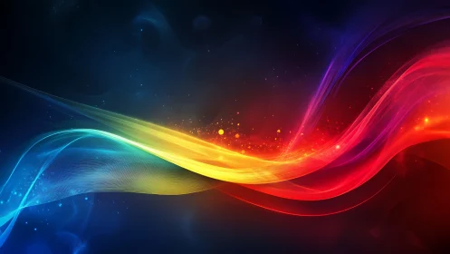 Chromatic light wave arcs across deep cosmic gradient field