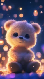 Starlit teddy bear quietly guards a pocket of gentle wonder