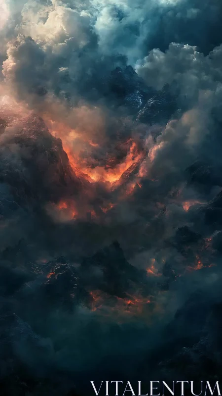 Volcanic basin obscured by dense atmospheric cloud cover.