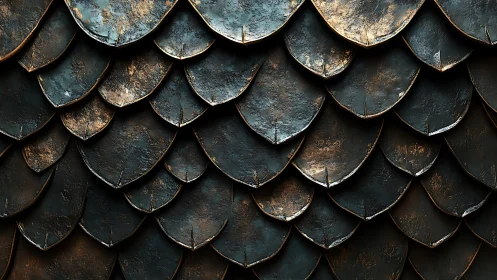 Dragon-scale bronze armor pattern with burnished midnight sheen.